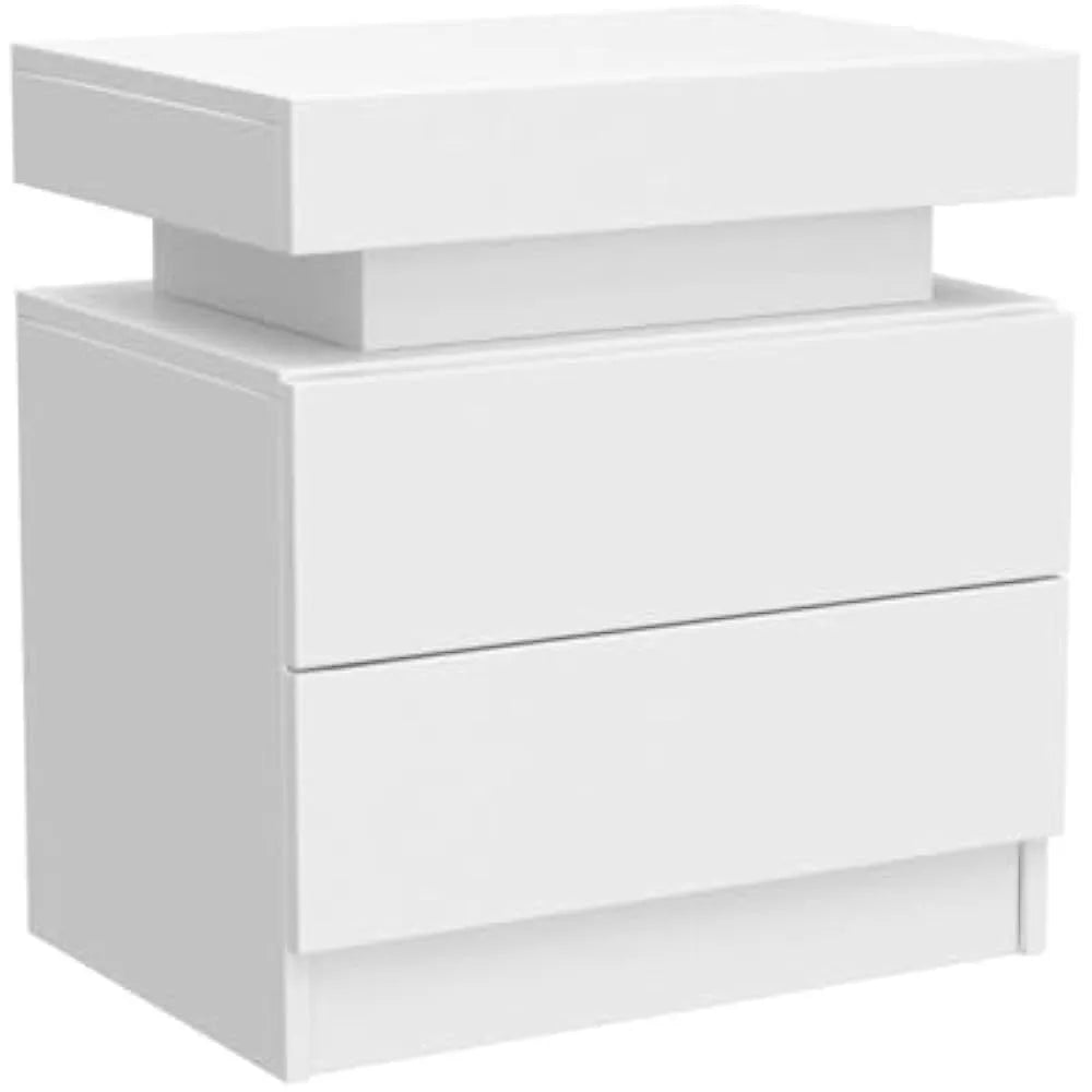 Set of 2 LED Nightstand with 2 Drawers