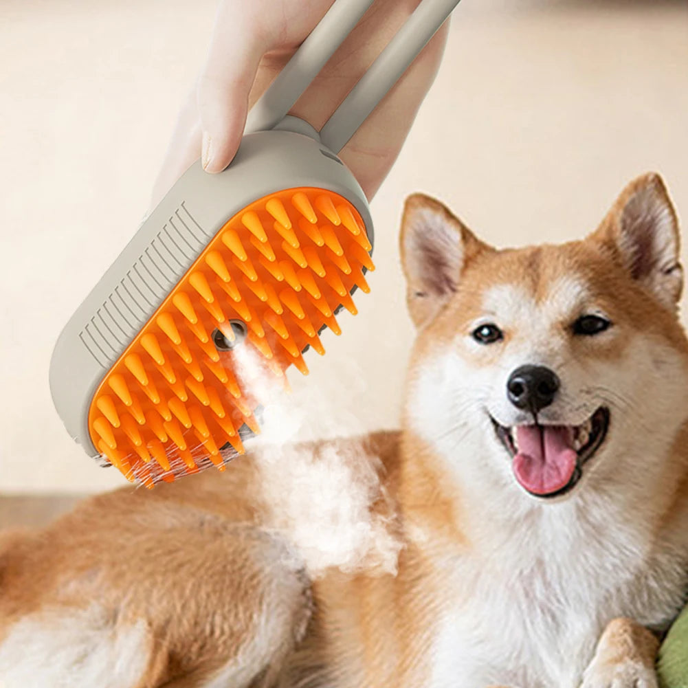 Cat Steam Brush Dog Brush 3 in 1 Electric - Steamy Pet Grooming