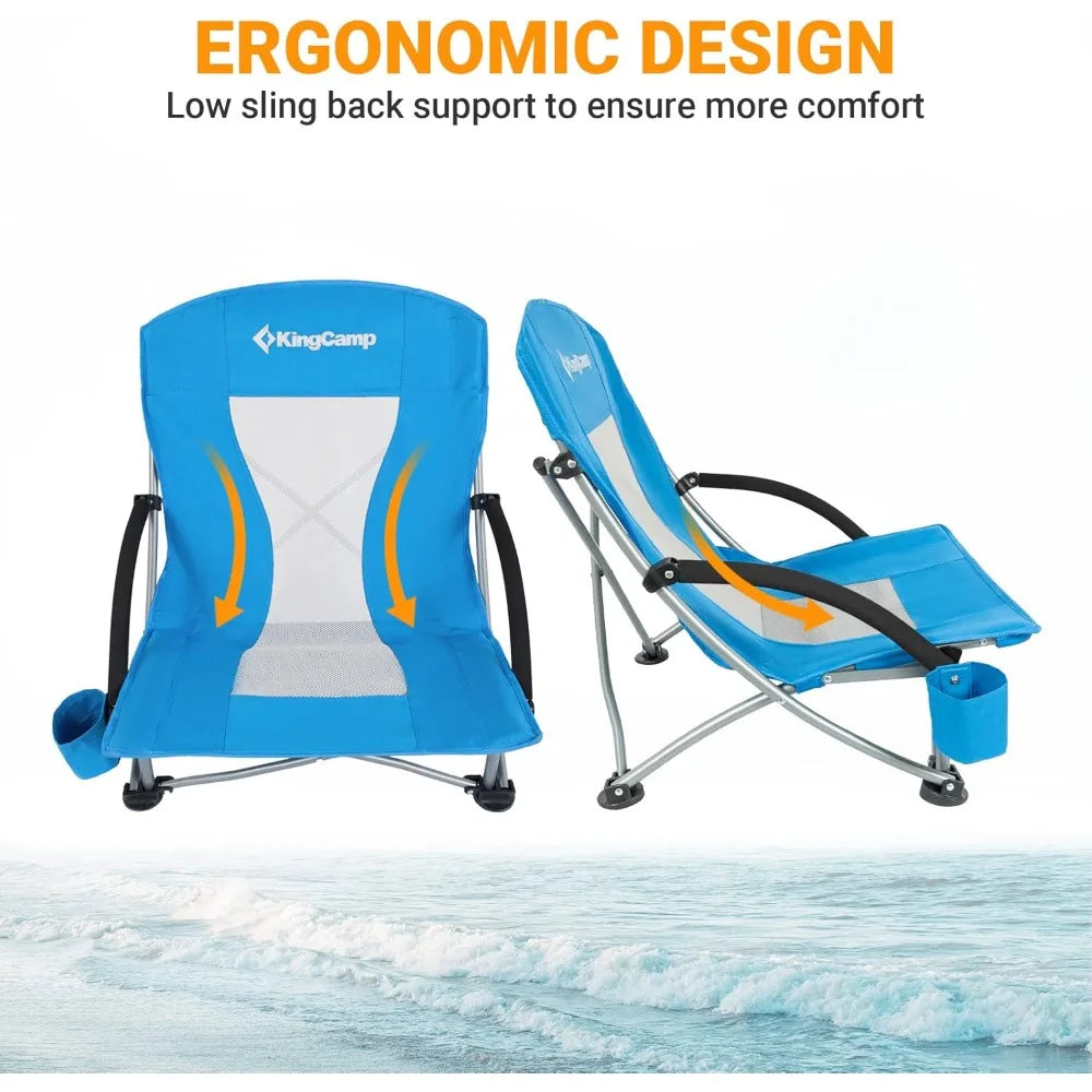 Low Beach Chairs, Portable Folding Chair for Adults, Extra Wide