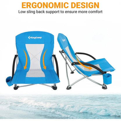 Low Beach Chairs, Portable Folding Chair for Adults, Extra Wide