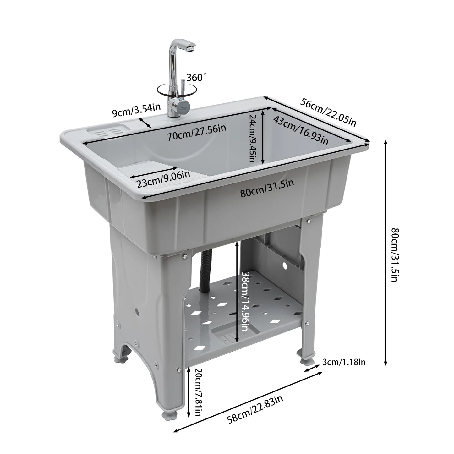 Multifunctional Laundry Sink: Durable PP Material