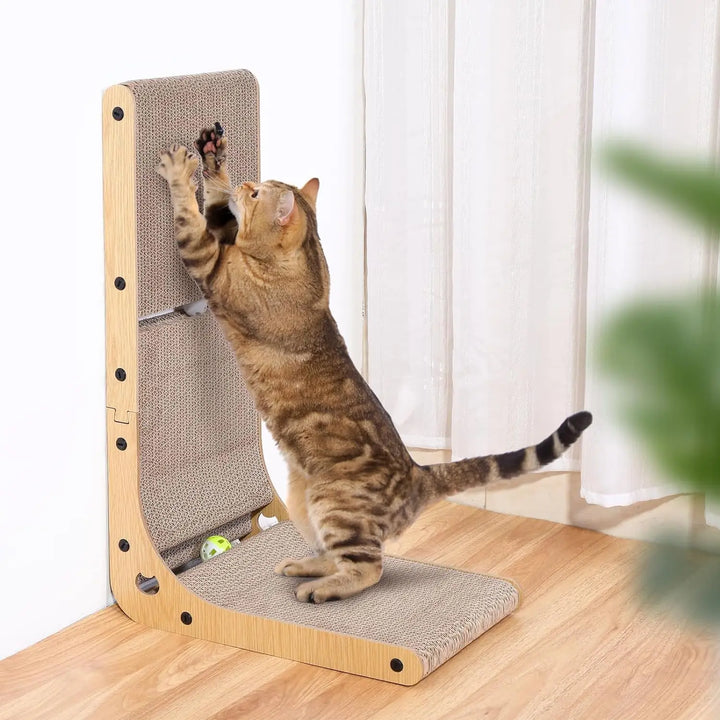 L Shape Cat Scratcher Indoor Cats - 23.6 Inch Wood Scratching Post