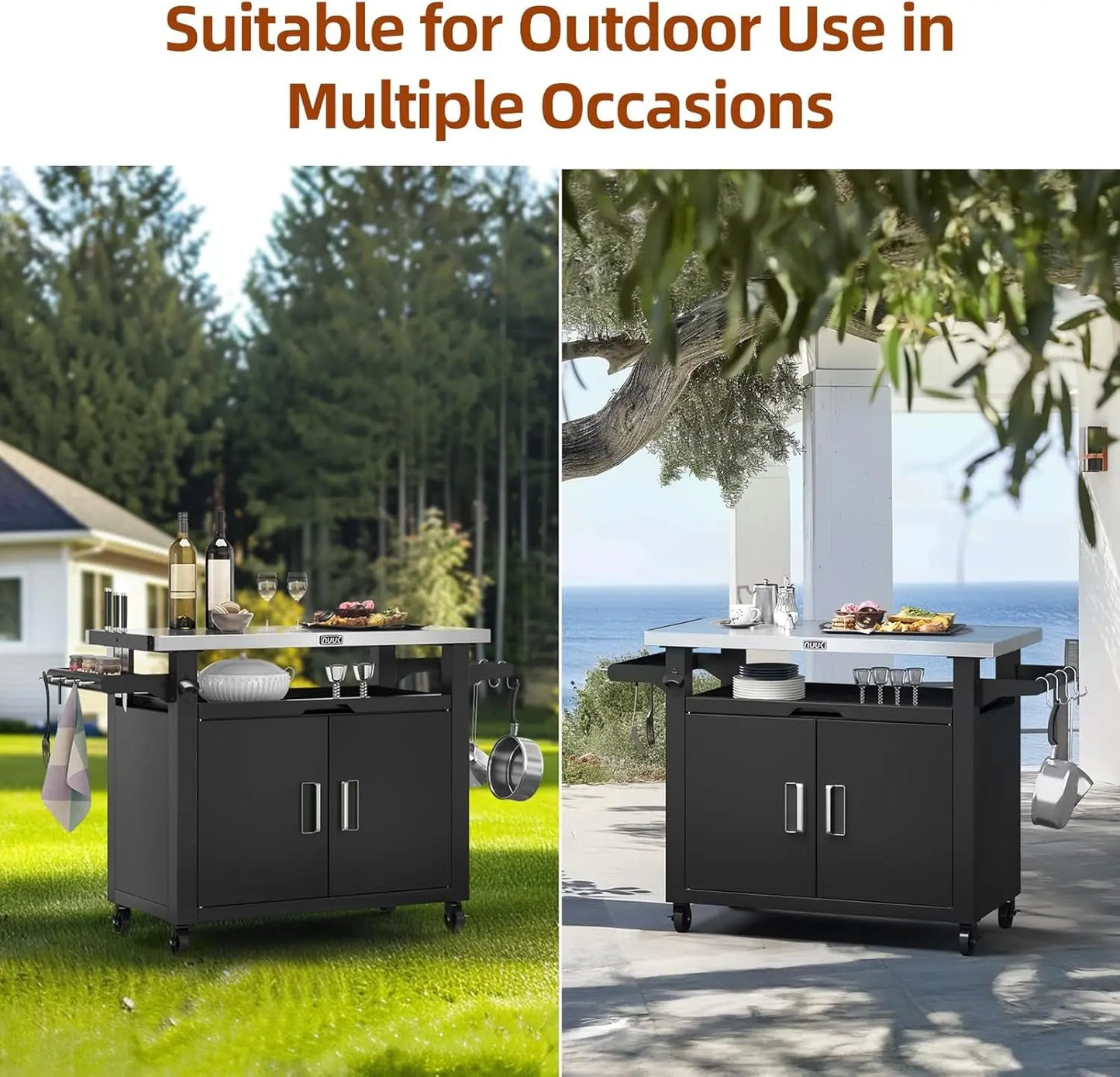 Outdoor Grill Cart with Storage Cabinet