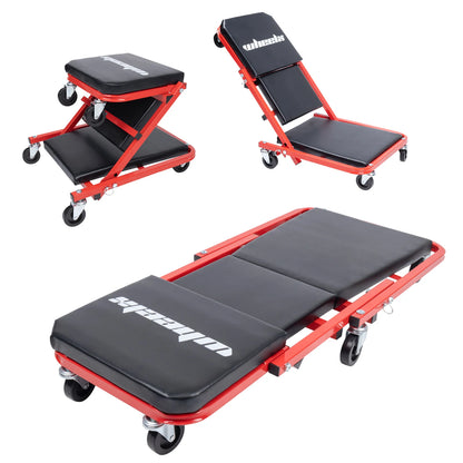 Rolling Mechanic Creeper Z Seat, Foldable Garage Chair