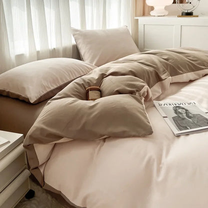 2-side Solid Color Brush Fabric Bed Set