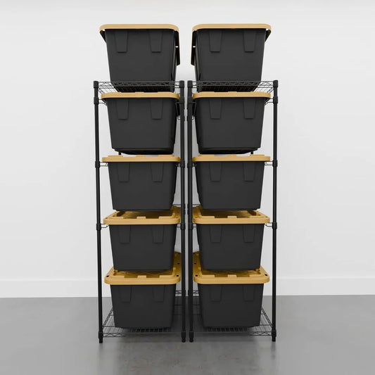 2 Pack 5-Tier Steel Tote Rack