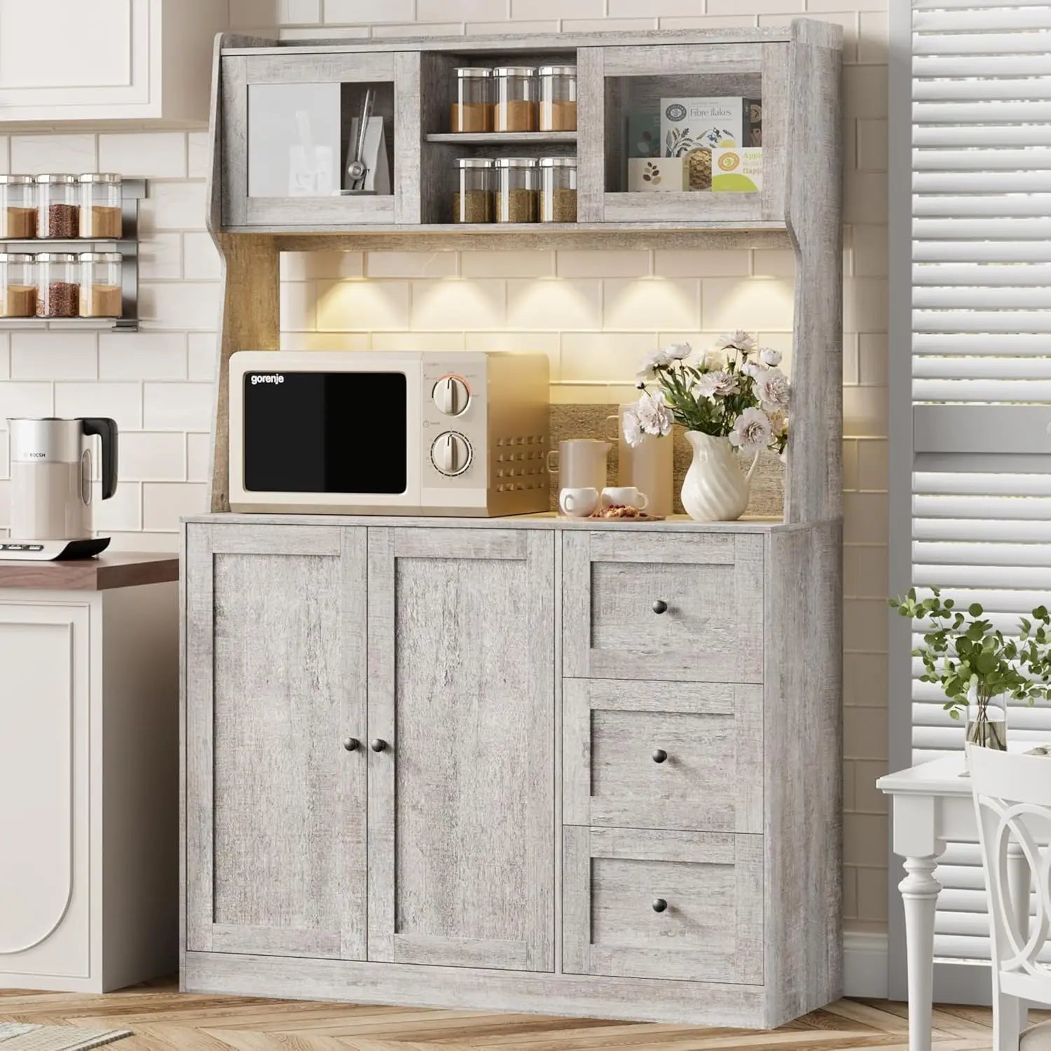 67 Inch Kitchen Pantry Cabinet - Storage Hutch with Drawers