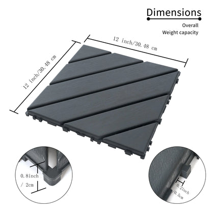 27 Pack Interlocking Patio Deck Tiles- 12x12 Inch, Easy Install