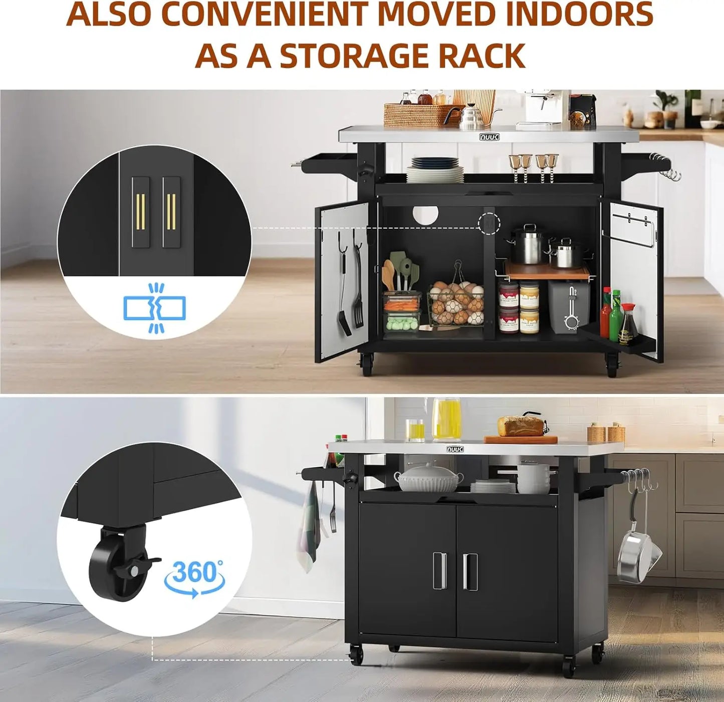 Outdoor Grill Cart with Storage Cabinet