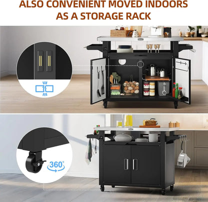 Outdoor Grill Cart with Storage Cabinet