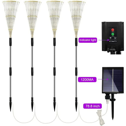 4 Pack Solar Firework string Lights -  Waterproof, 8 Modes w/Remote