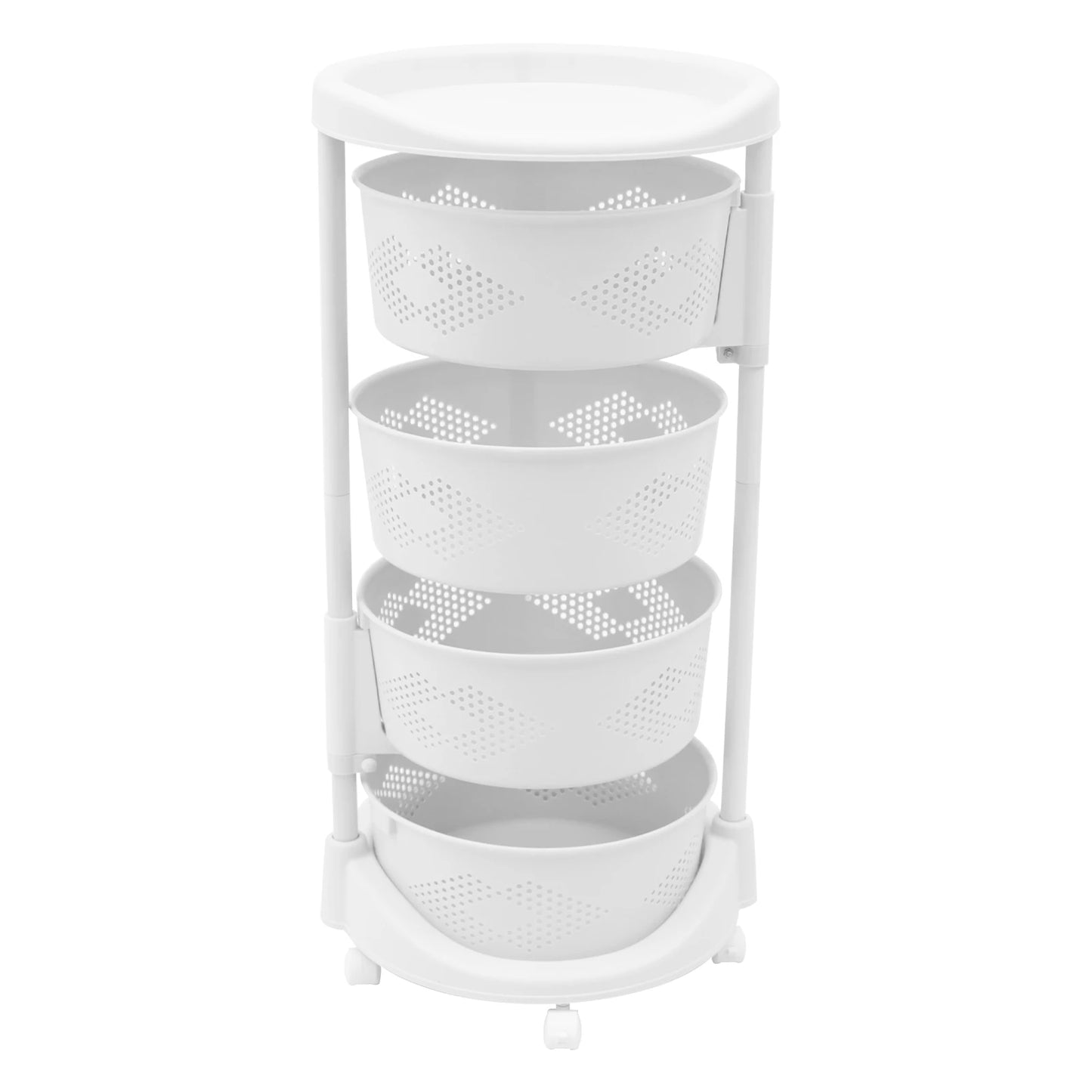 Cupboard Shelf with 5 Wheels, 4 Baskets for Storage