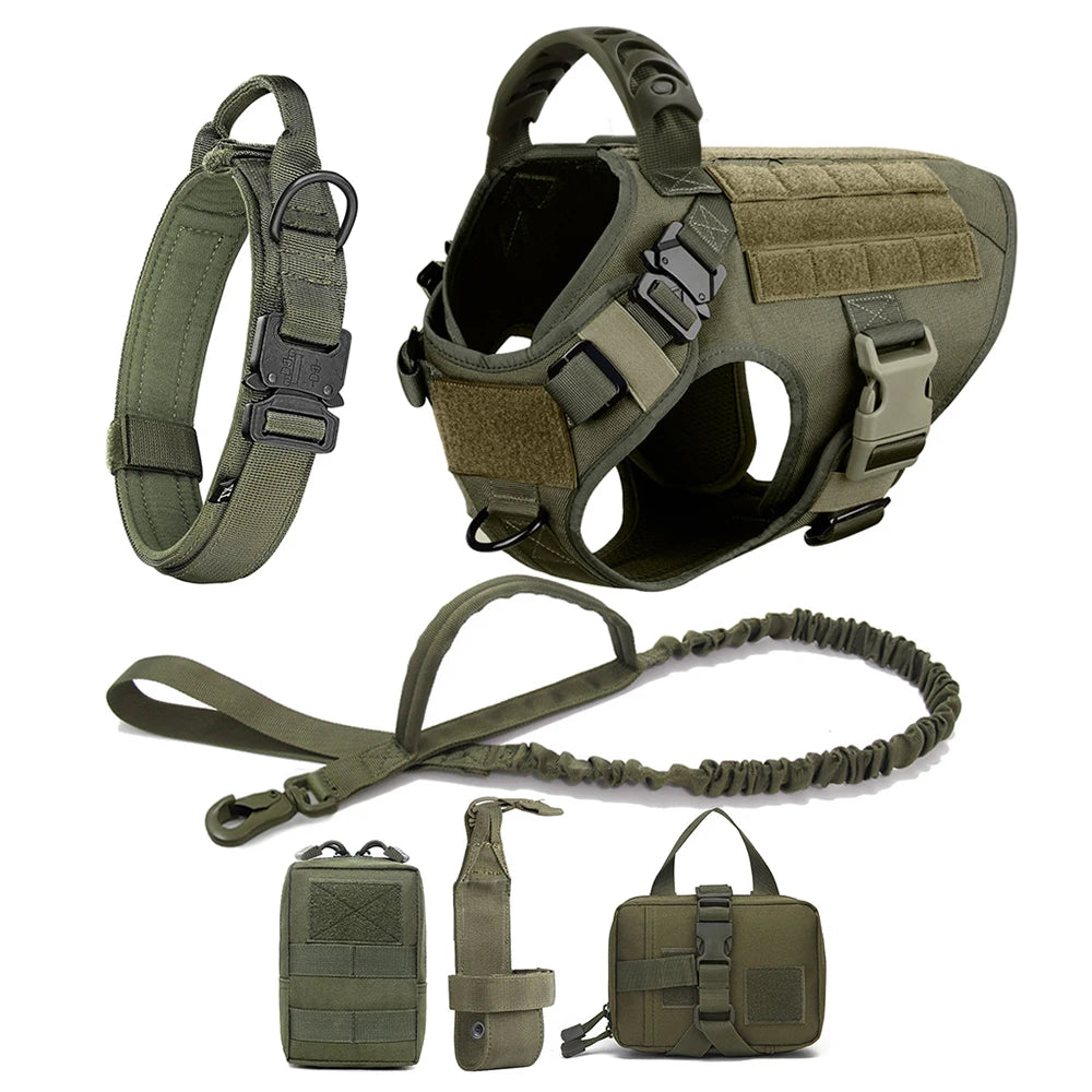 Large Dog Harness And Leash Set - Heavy Duty Tactical Vest