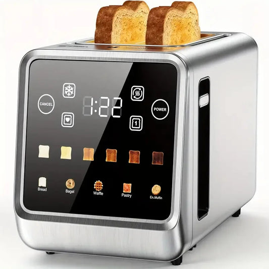 Beinilai 2 Slice, Stainless Steel Smart Digital Toasters w/Memory Function