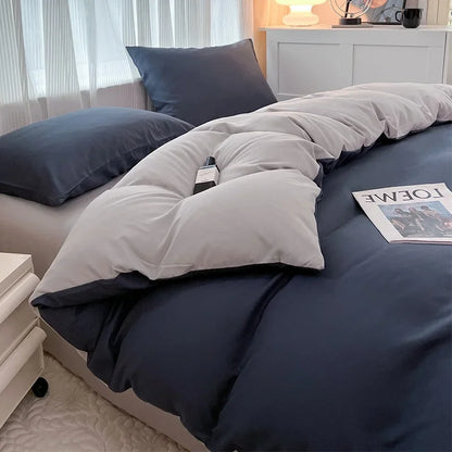 2-side Solid Color Brush Fabric Bed Set