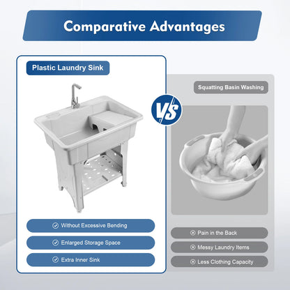 Multifunctional Laundry Sink: Durable PP Material