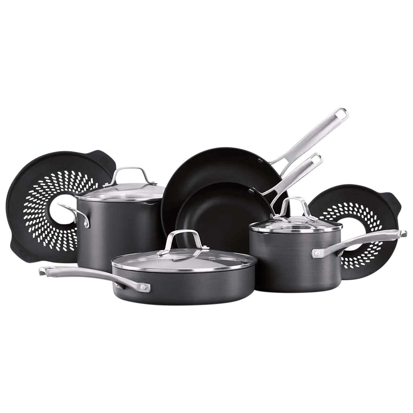 Classic 10-Piece Hard Anodized Cookware Set with No-Boil-Over Inserts