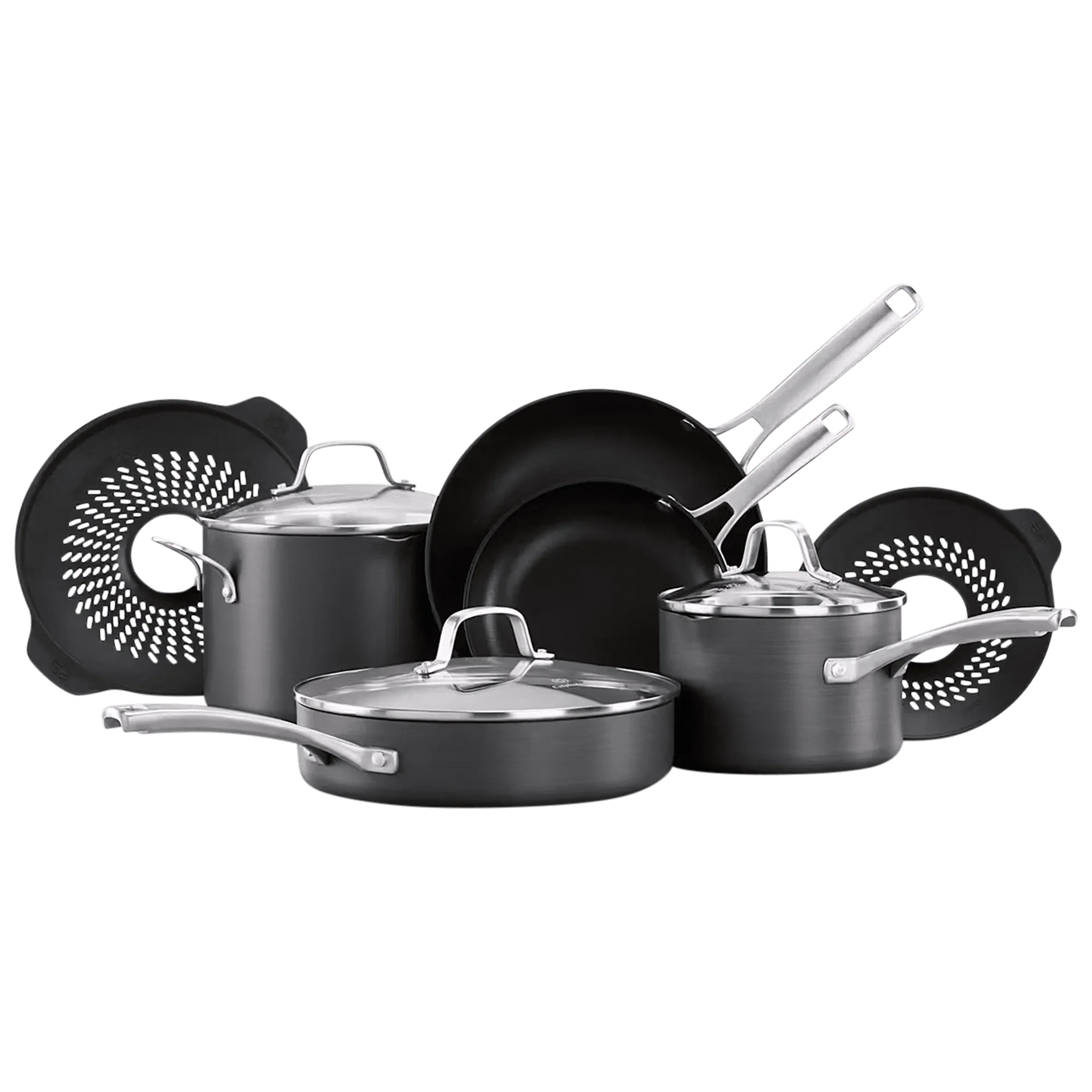 Classic 10-Piece Hard Anodized Cookware Set with No-Boil-Over Inserts
