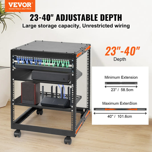 SucceBuy Open Frame Server Rack Floor Standing or Wall Mounted