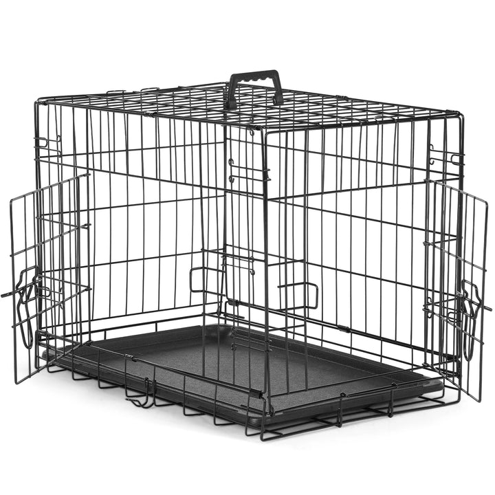 Double Door Folding Metal Wire Dog Cage - Secure Folding Crate
