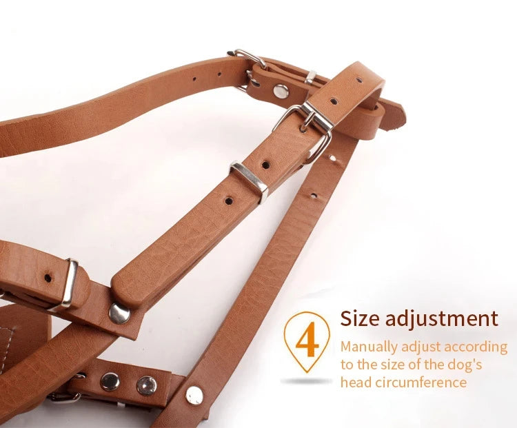 Dog Muzzle Anti Biting Pet Mouth Mask Adjustable & Breathable Leather Metal Muzzle