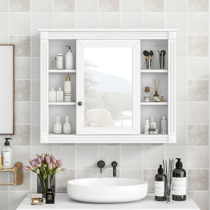 35 Inch Bathroom Wall Cabinet - Modern Mirror & 6 Shelves