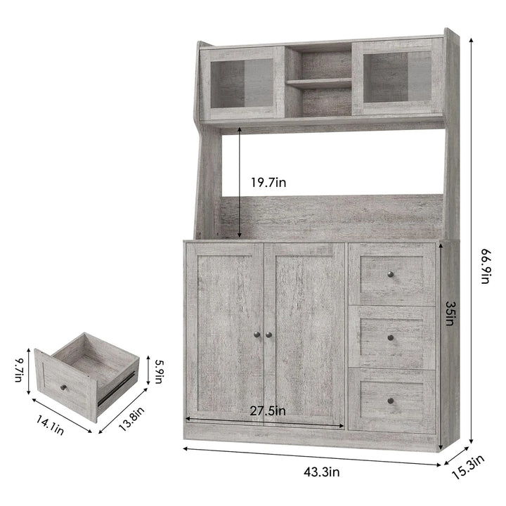 67 Inch Kitchen Pantry Cabinet - Storage Hutch with Drawers