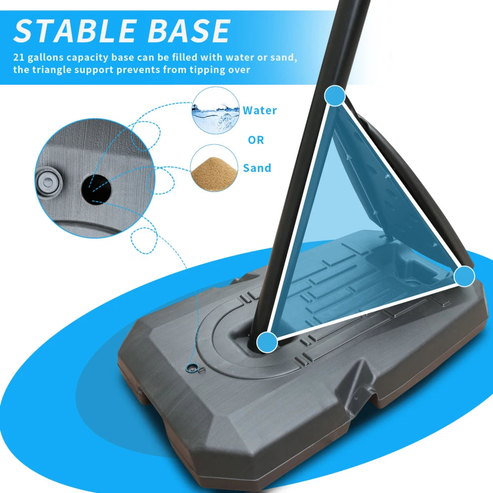 Adjustable Outdoor Basketball Hoop - 7.5 to 10ft Portable