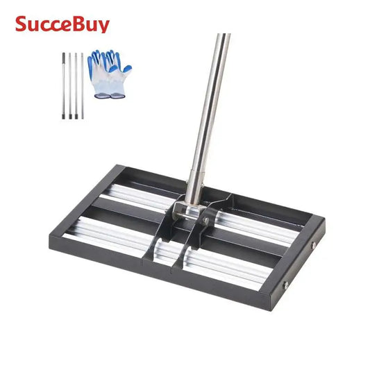 VEVOR Lawn Leveling Rake with Roller Stainless Steel Lawn Leveler with Adjustable Handle Effort Saving Lawn Level Tool for Yard