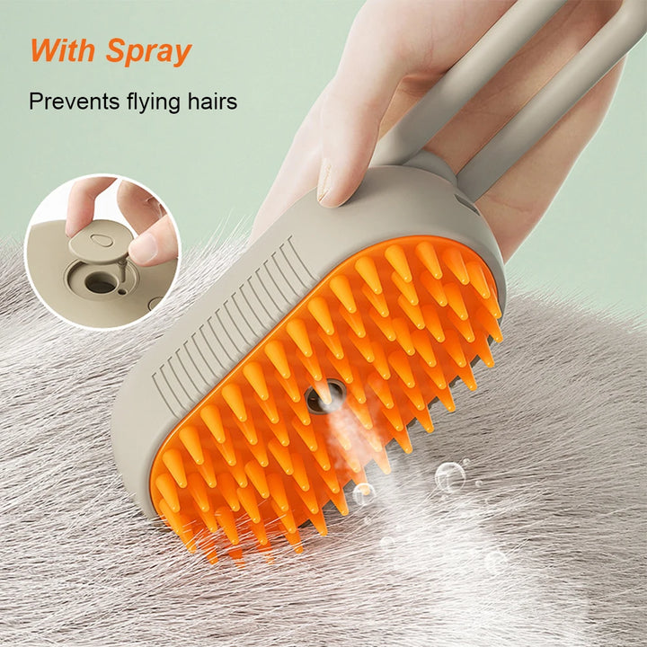 Cat Steam Brush Dog Brush 3 in 1 Electric - Steamy Pet Grooming