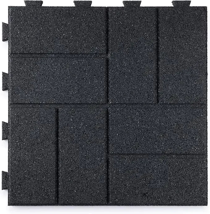 Brick Rubber Interlocking Tiles,16 X 16, Easy Install for Indoor and Outdoor