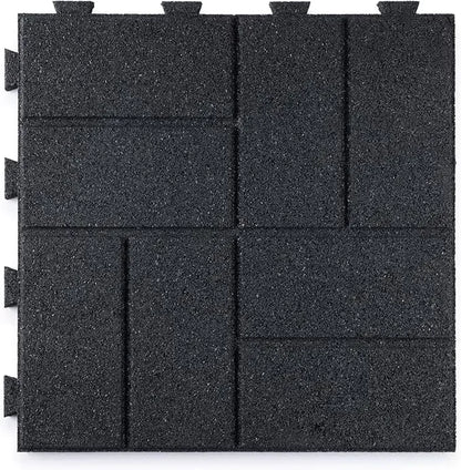 Brick Rubber Interlocking Tiles,16 X 16, Easy Install for Indoor and Outdoor