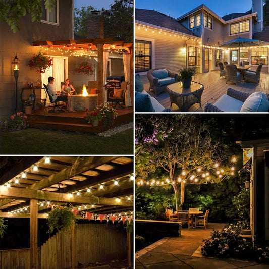 100ft Outdoor String Lights Waterproof,  with 24 Edison Vintage Bulbs