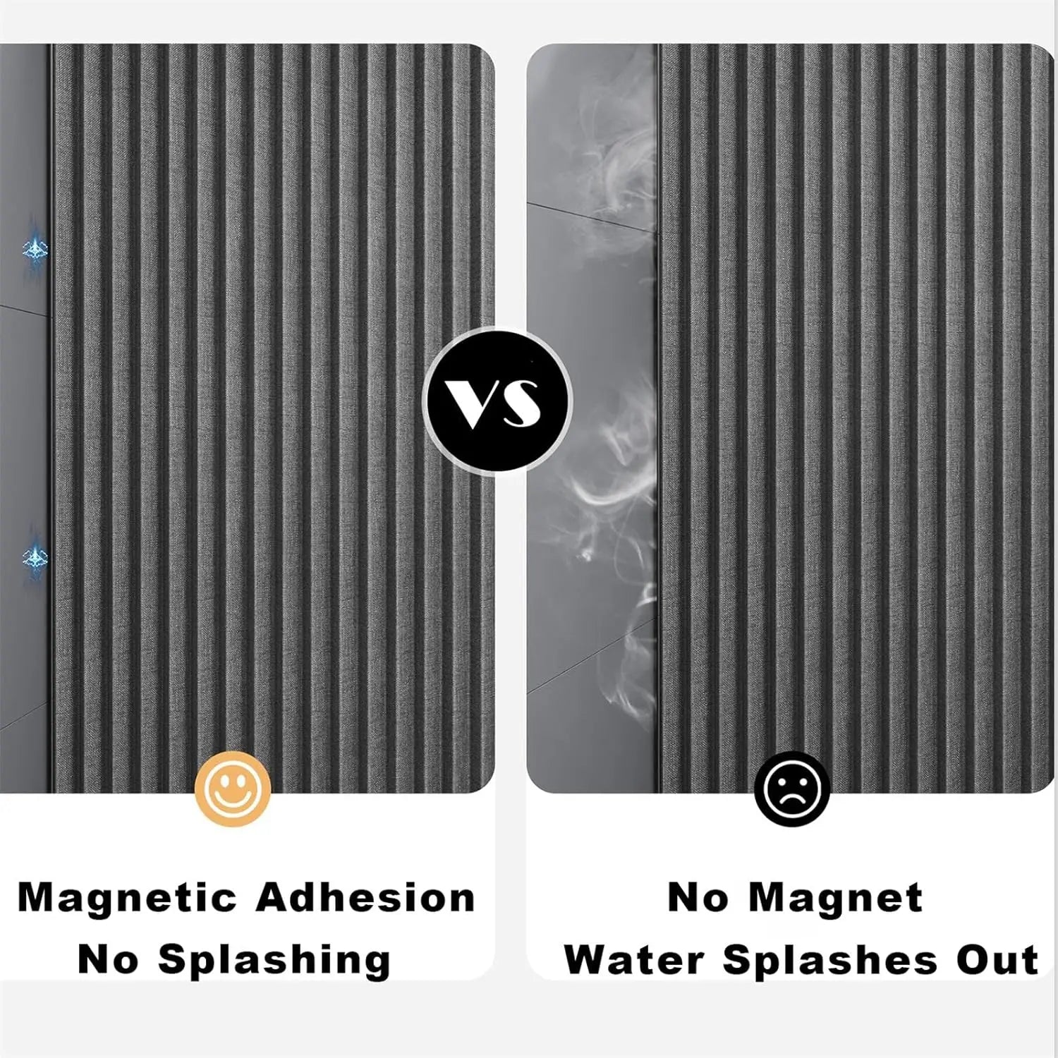 Bathroom Folding Linen Shower Curtain - Magnetic & Waterproof