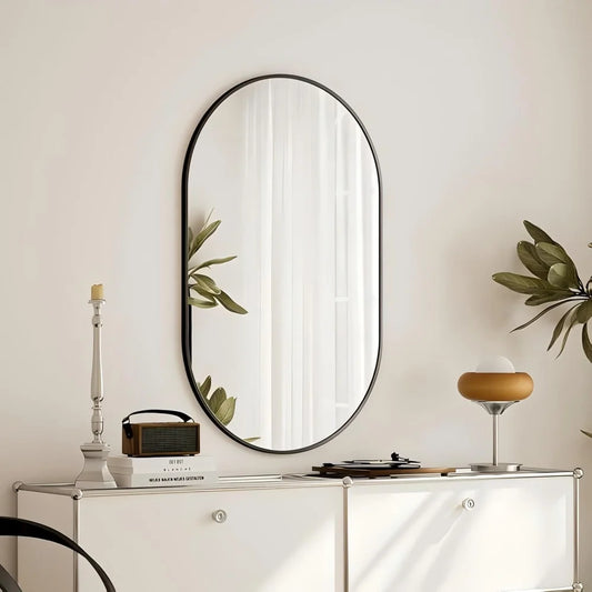 30 Inch Oval Wall Mirror Metal Frame