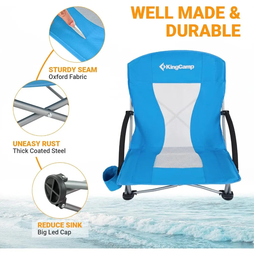 Low Beach Chairs, Portable Folding Chair for Adults, Extra Wide