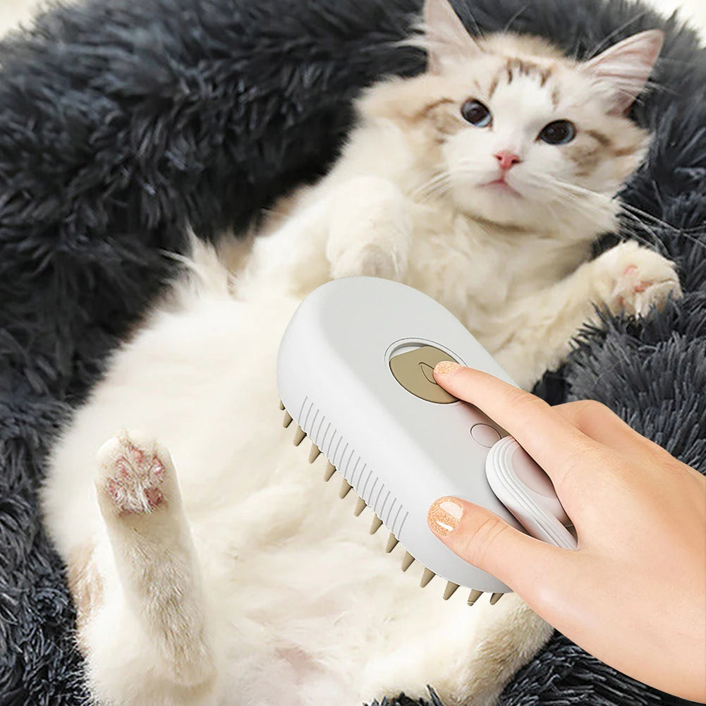 Cat Steam Brush Dog Brush 3 in 1 Electric - Steamy Pet Grooming