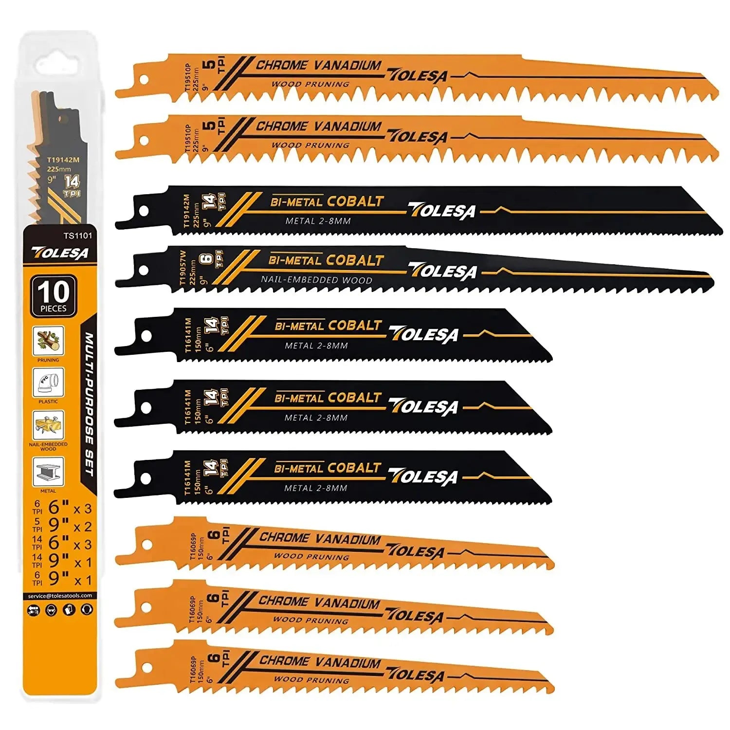 10PCS Reciprocating Bi-metal Saw Blades - Sawzall Blade Set