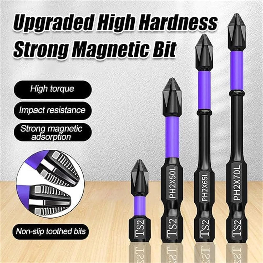 Magnetic Impact Phillips Bit Set - Anti-Slip Long Driver