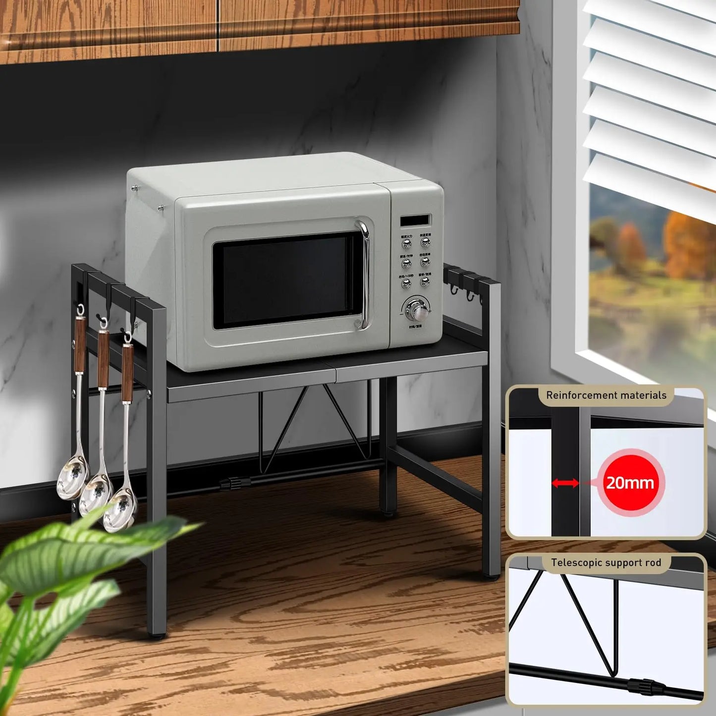 1pc Expandable 42-64cm Microwave Shelf Organizer