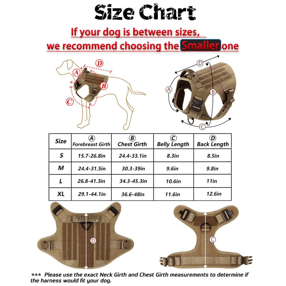 Large Dog Harness And Leash Set - Heavy Duty Tactical Vest