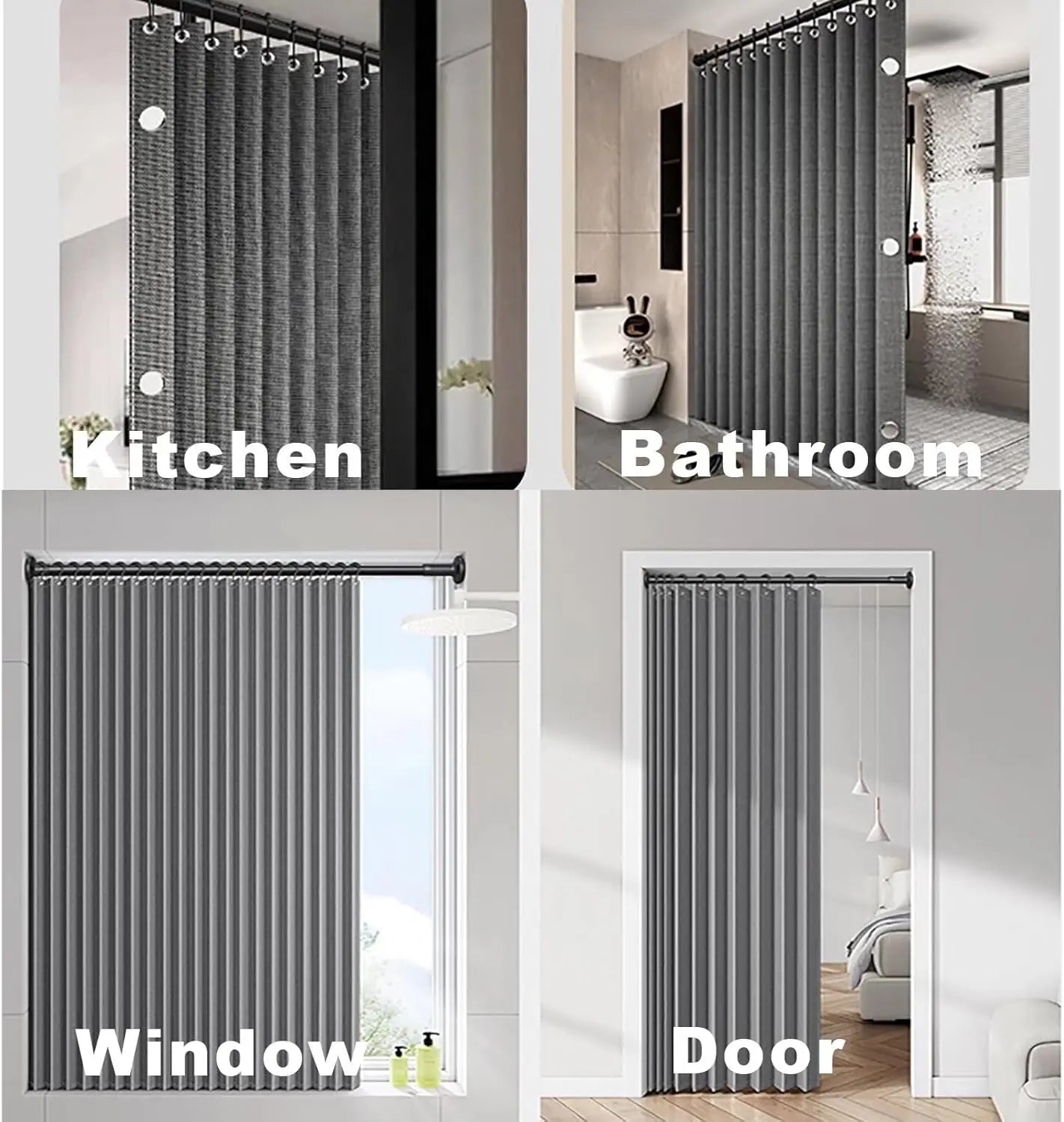 Bathroom Folding Linen Shower Curtain - Magnetic & Waterproof