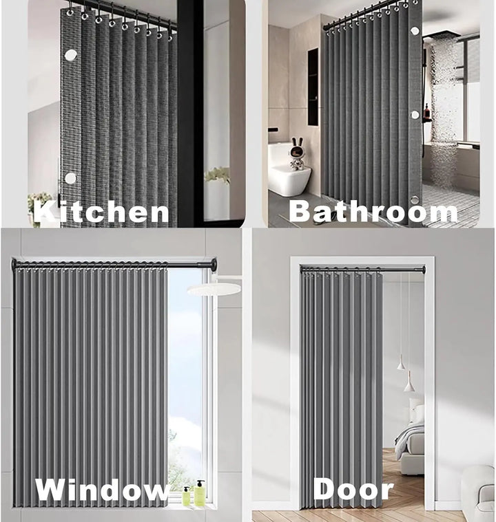 Bathroom Folding Linen Shower Curtain - Magnetic & Waterproof
