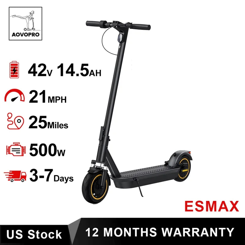 Electric Scooter: 500W Power, 35km/h Max Speed, Foldable for Adult Use.