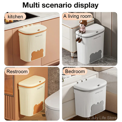 Kitchen Wastebasket Wall Mounted Trash Can With Lid