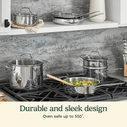 Cuisinart 11-Piece Cookware Set, Stainless Steel Collection