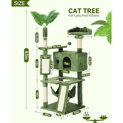 HOOPET Indoor Cat Tree Tower With Scratching Board