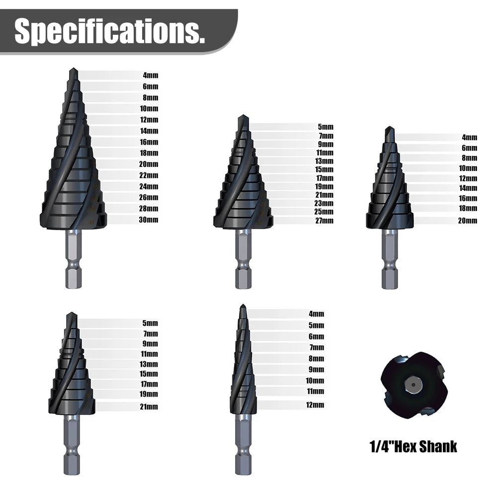 M35 Cobalt 4-Flute Step Drill Bit | High-Speed Steel Hole Cutter