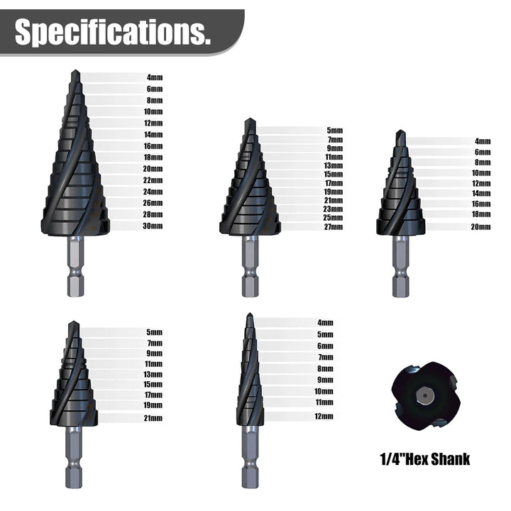 M35 Cobalt 4-Flute Step Drill Bit | High-Speed Steel Hole Cutter