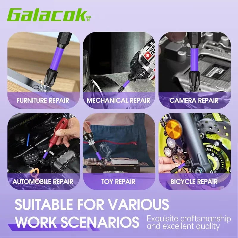 Magnetic Impact Phillips Bit Set - Anti-Slip Long Driver